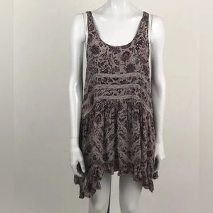 Free People  Lace Insert Paisley Print Flowy Tank Dress - Size Medium